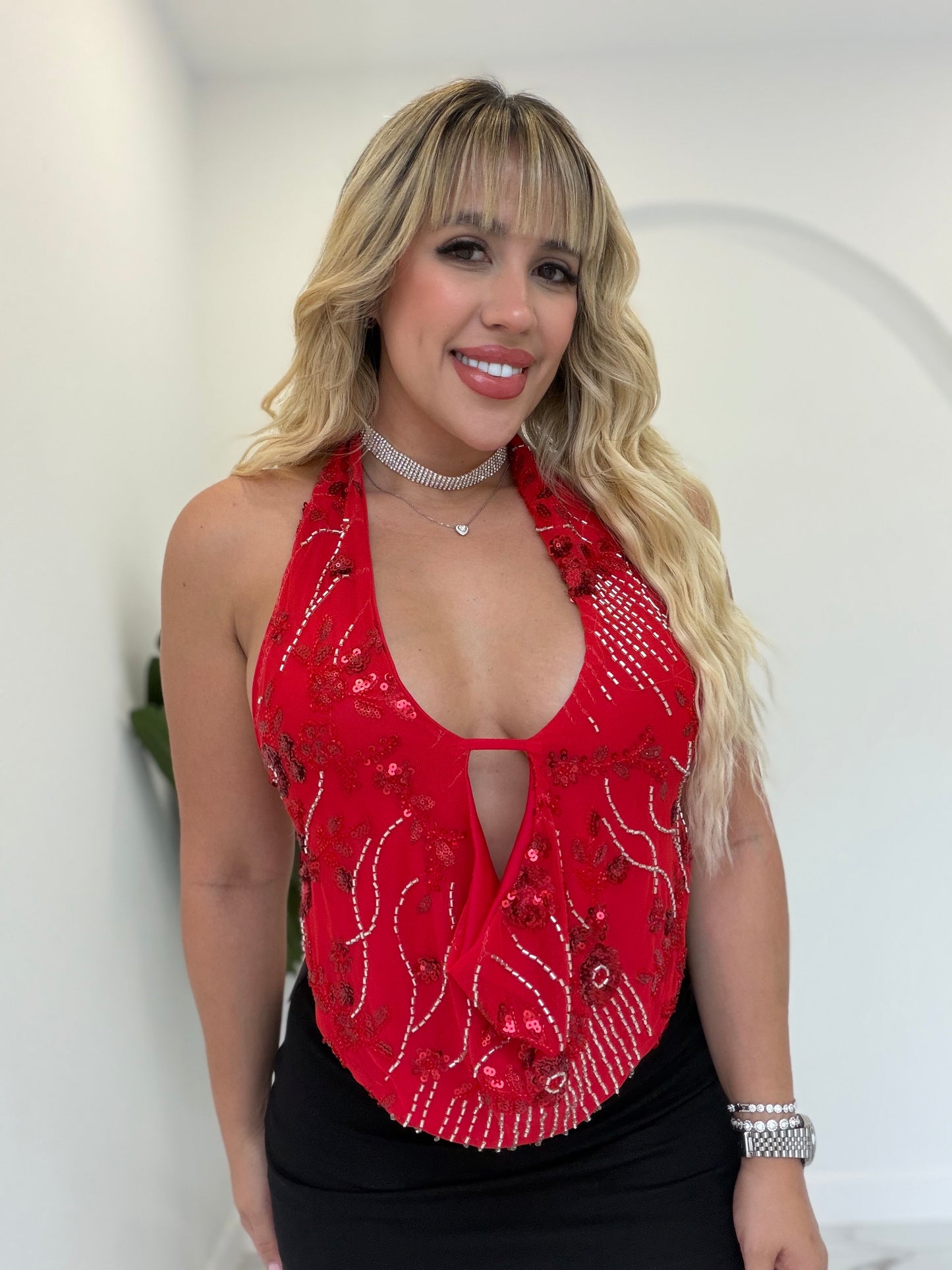 Fancy Sequins Halter top