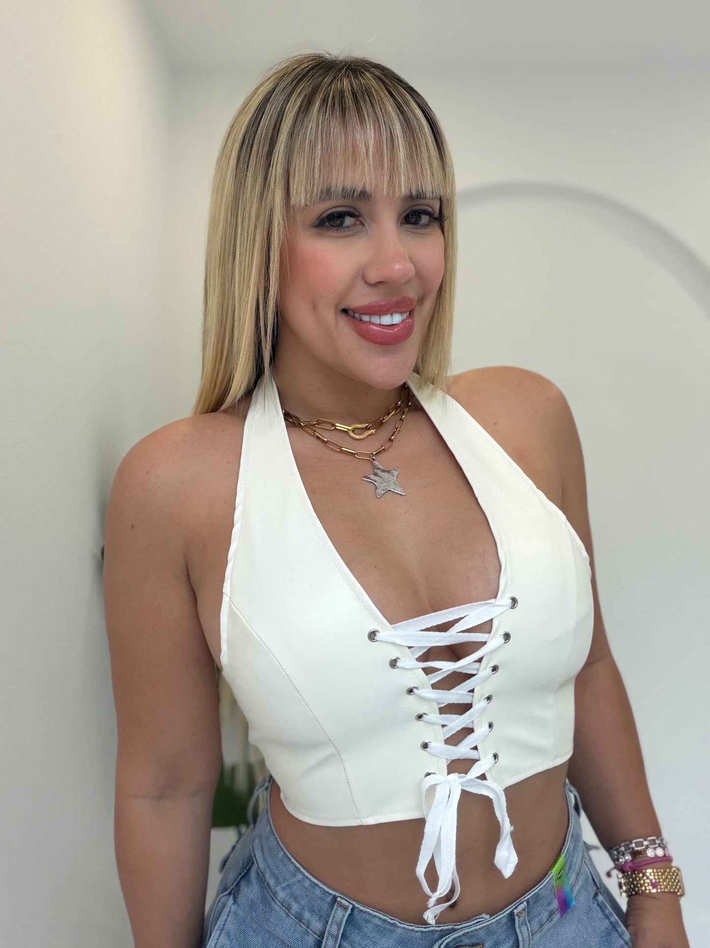Halter cordones top