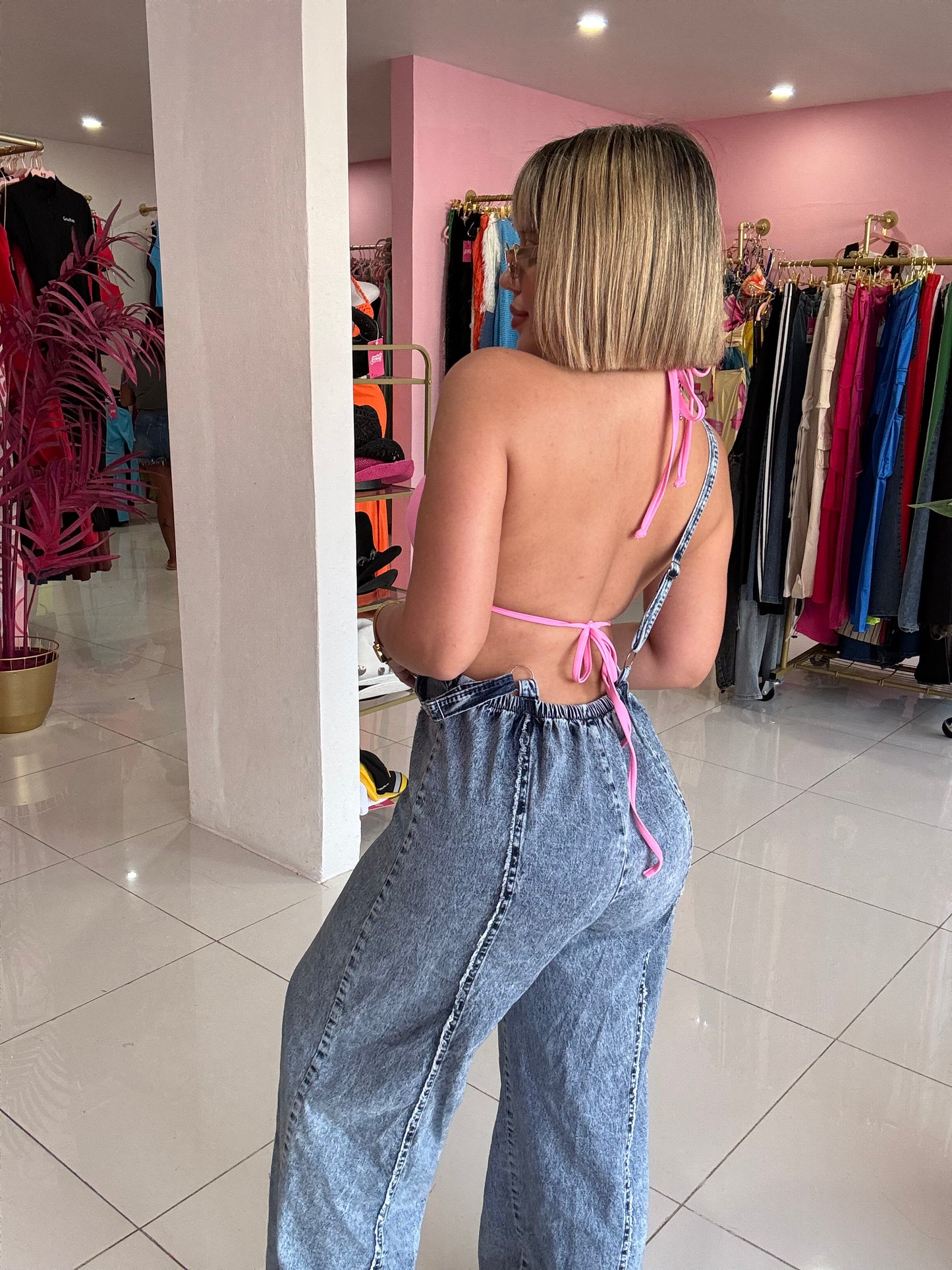 Denim mameluco