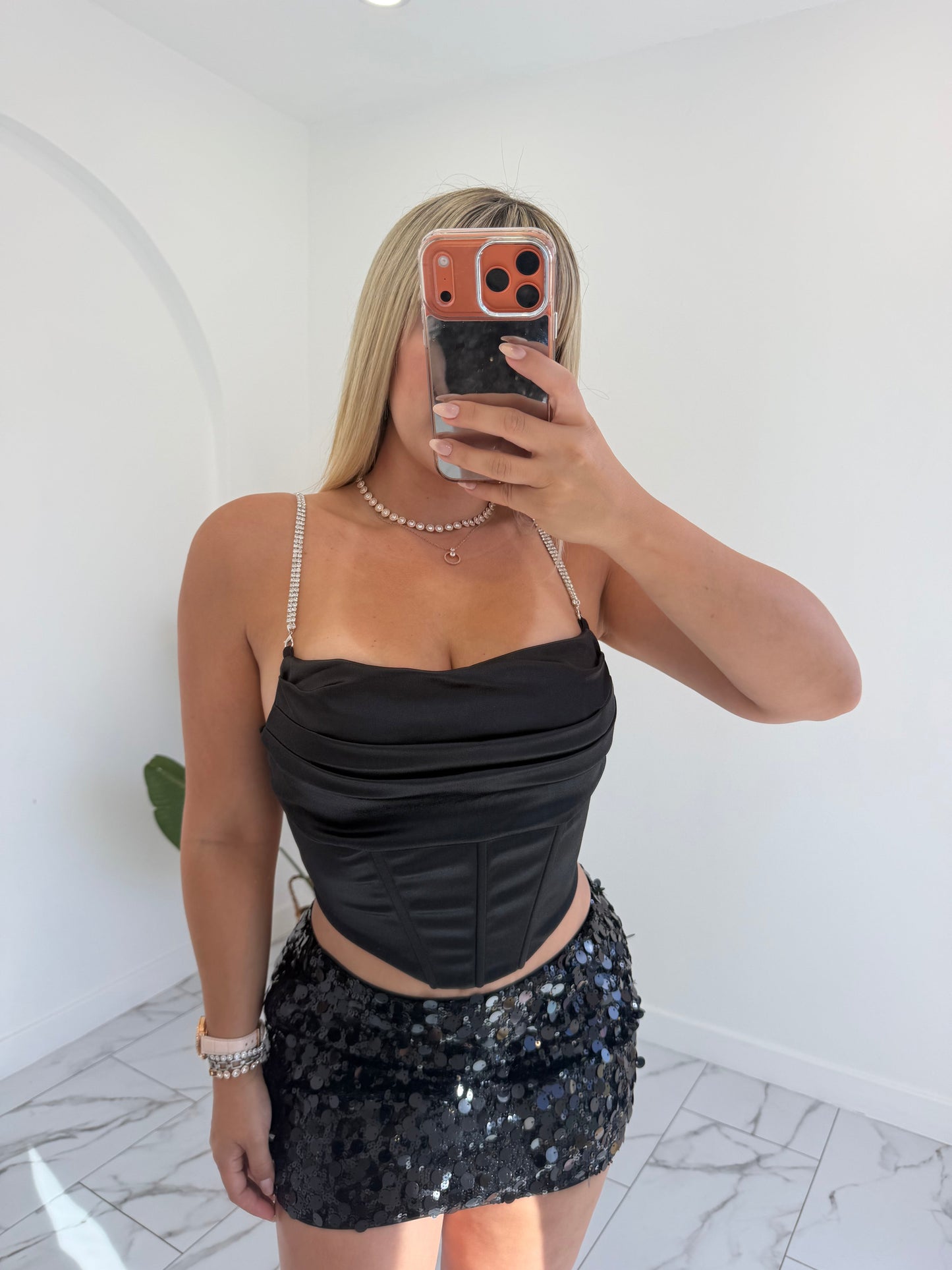 Satin Corset Rhinestone