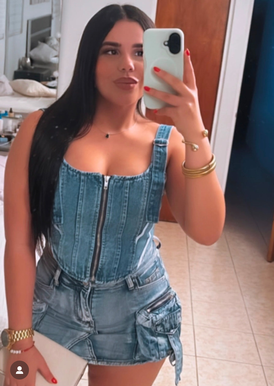 Cargo Denim Skort