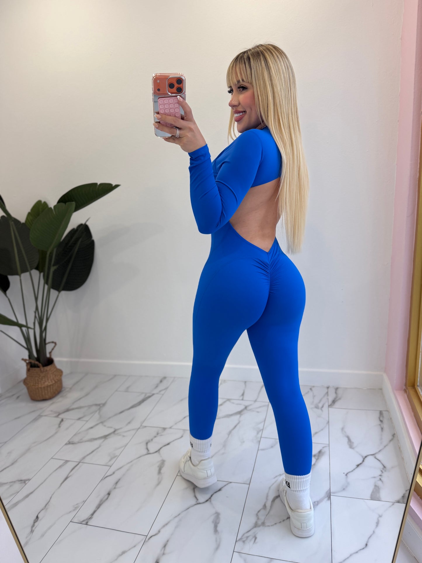 Jumpsuit zipper Skinny (espalda descubierta) manga larga