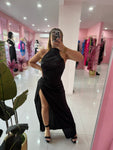 Satin Turtle neck Long dress