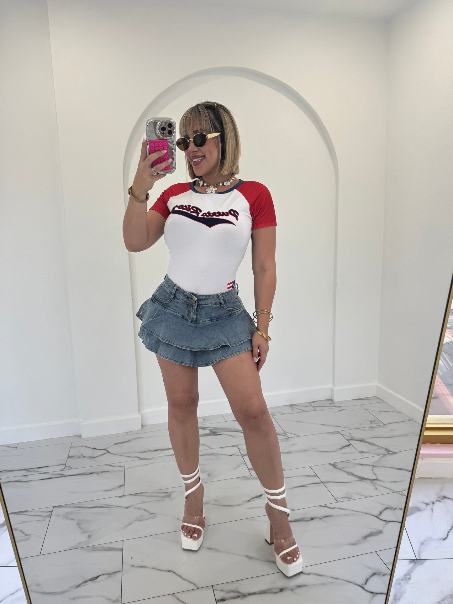 Mini skort denim
