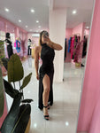 Satin Turtle neck Long dress