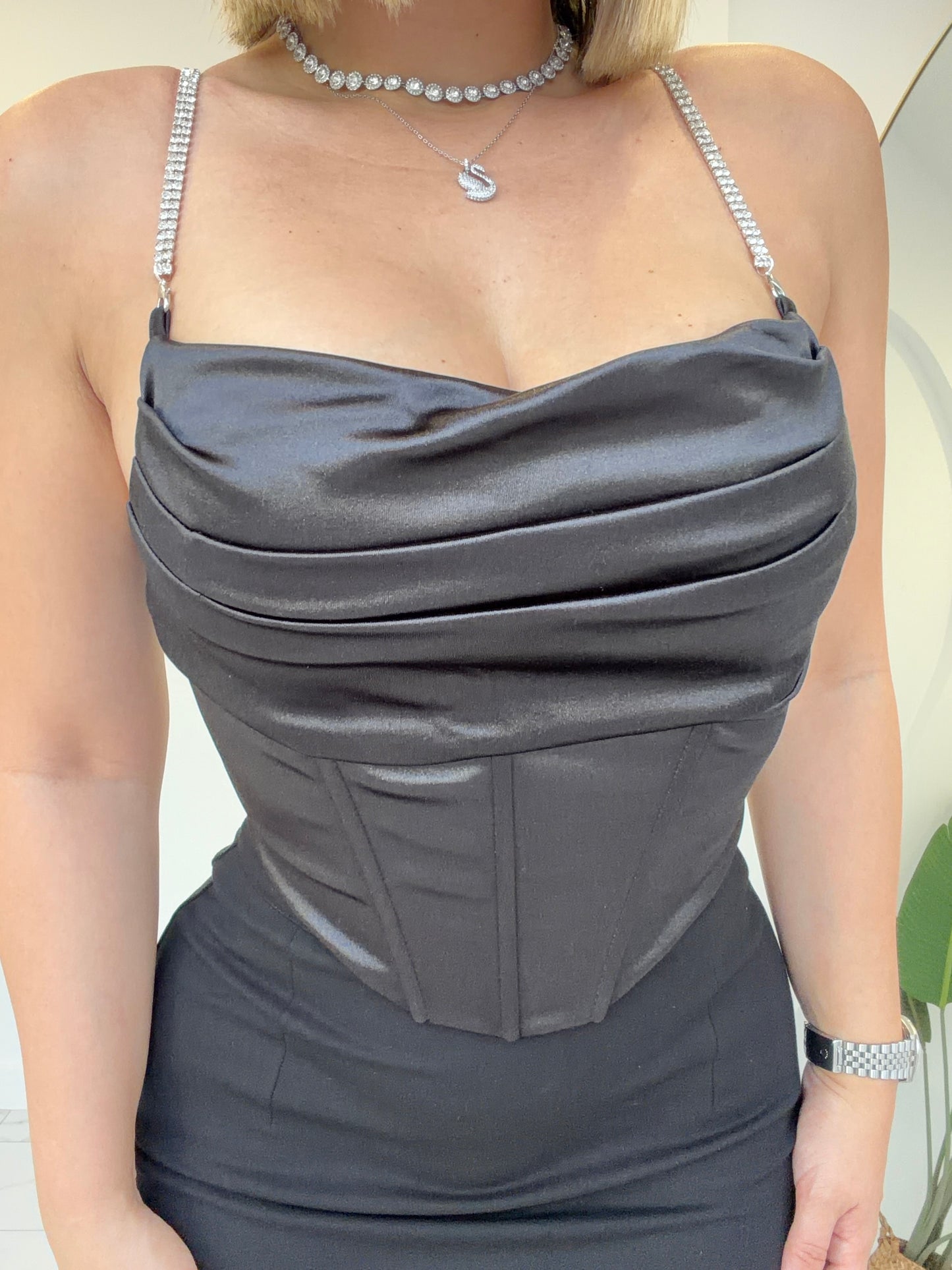 Satin Corset Rhinestone