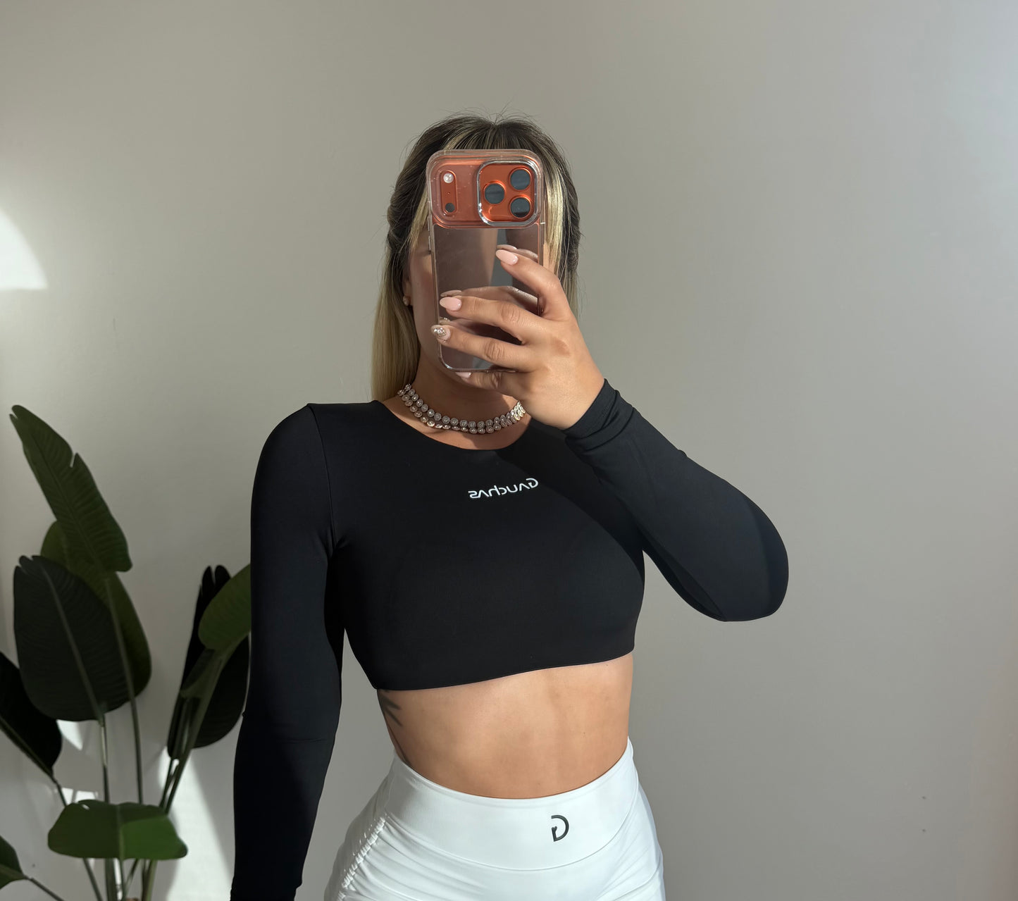 Manga larga crop sport top
