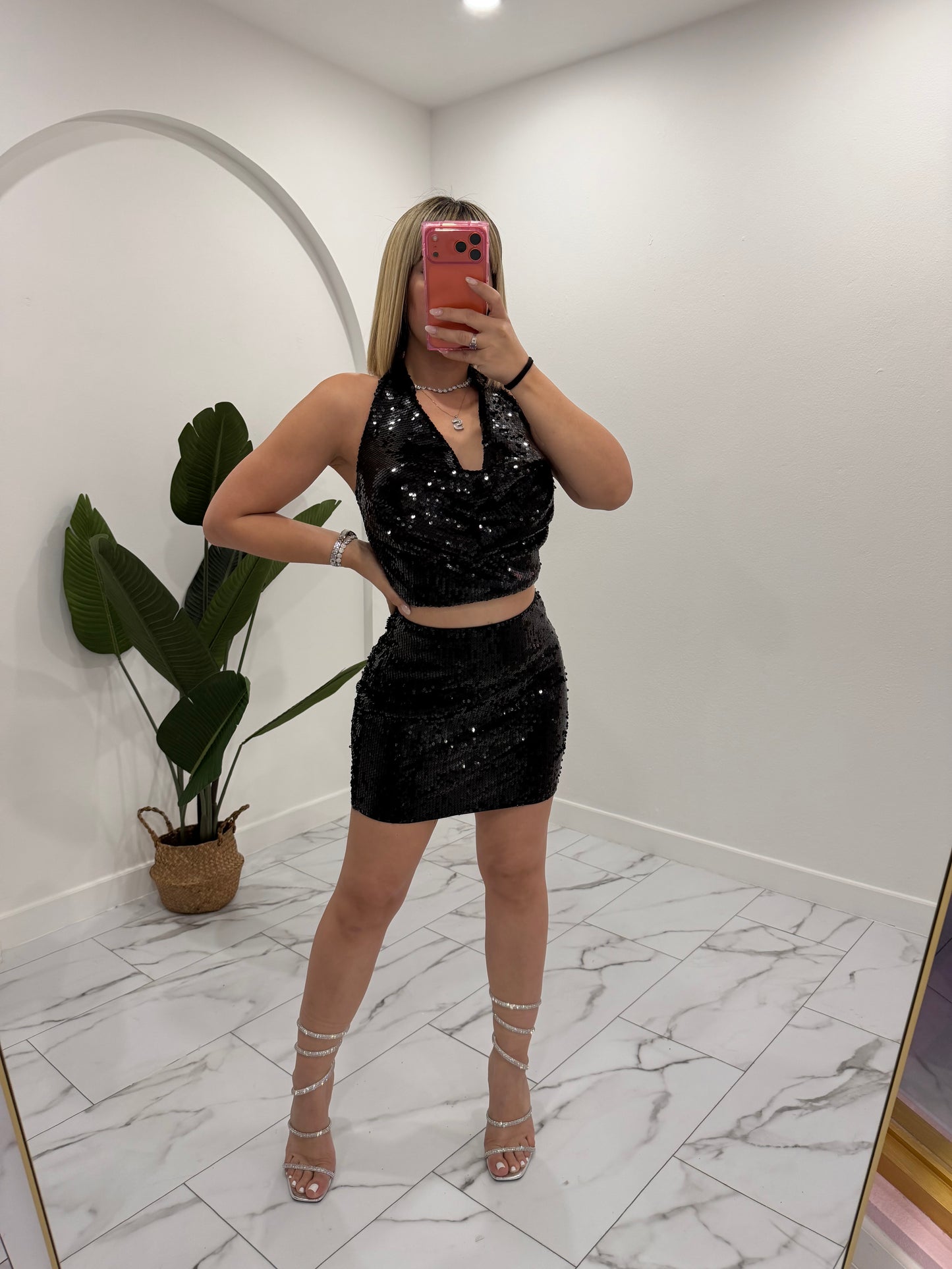 Sequins halter set