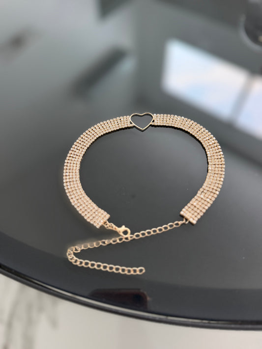 Choker rhinestone corazón