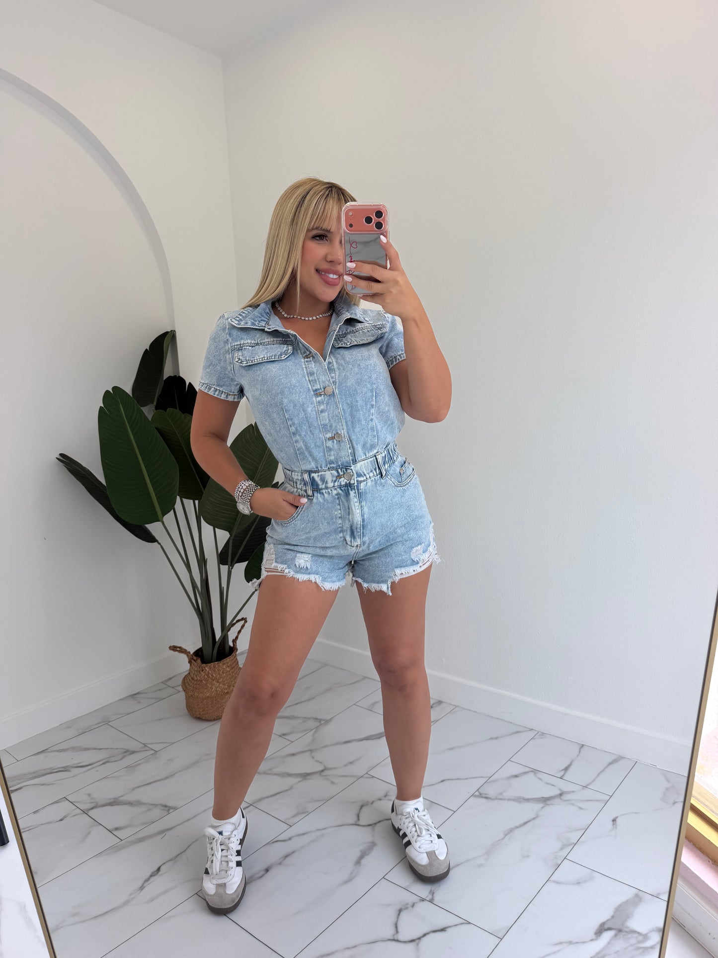 Denim romper