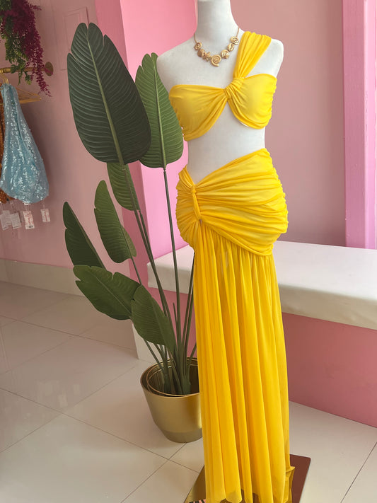 Yellow Mesh Maxi set