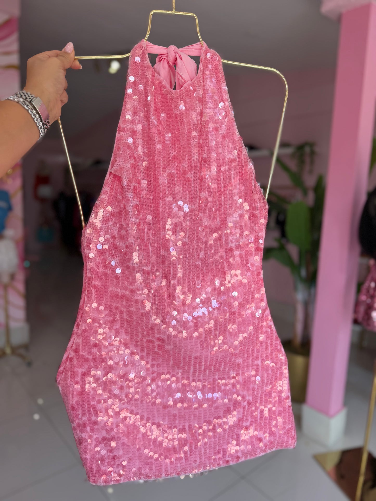 Pink sequins dress