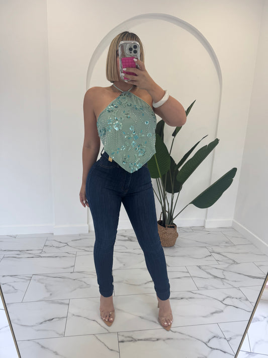 Fancy diamante top