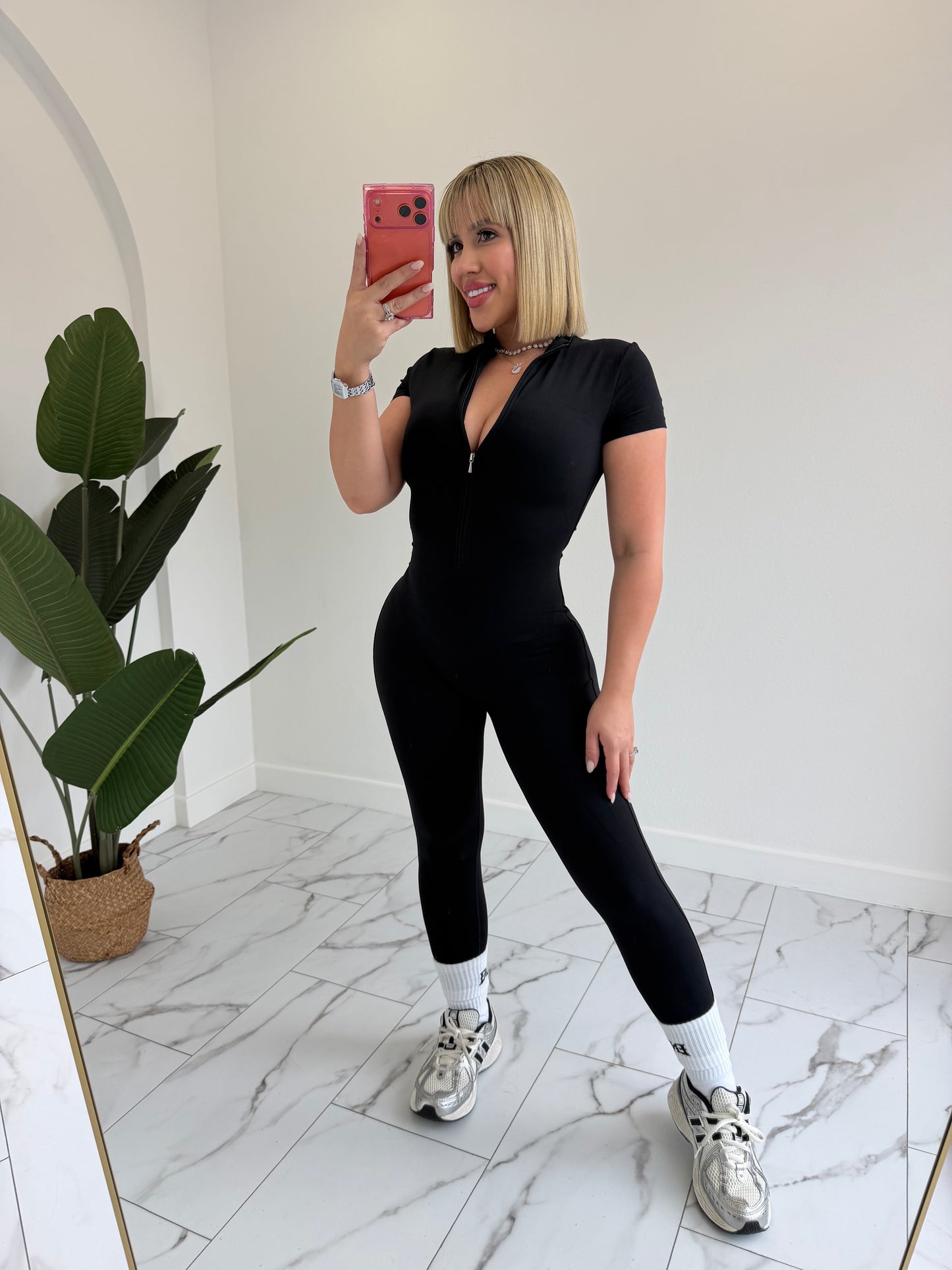 Jumpsuit Tshirt Style Zipper (Spandex) sport