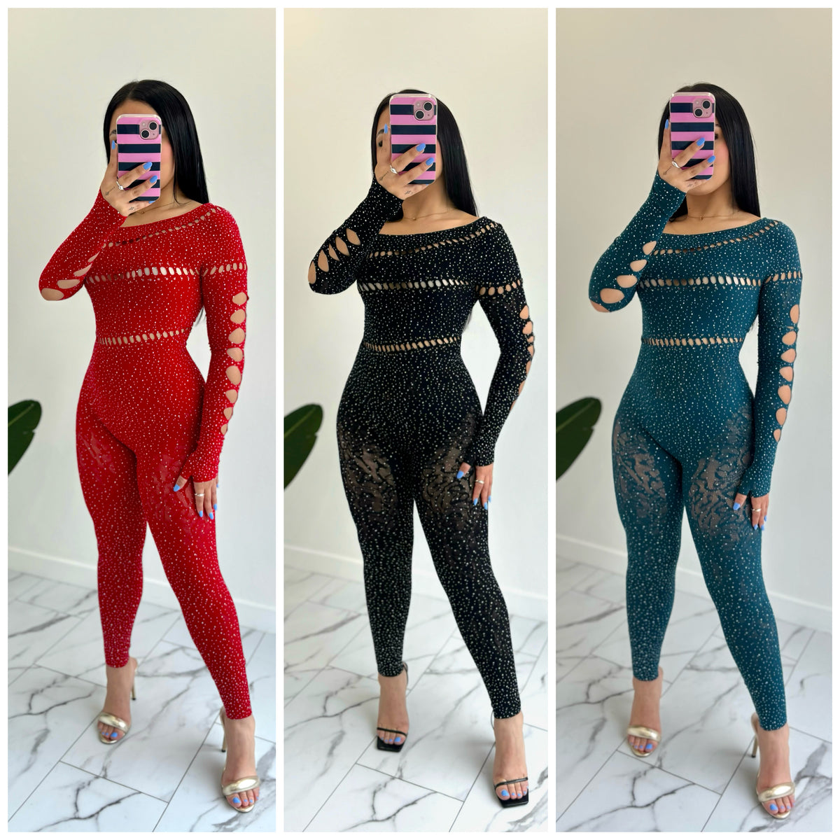 OS Rhinestone Jumpsuit