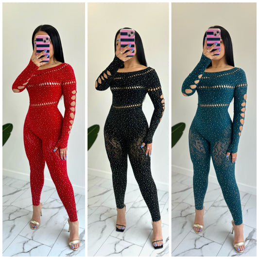 OS Rhinestone Jumpsuit