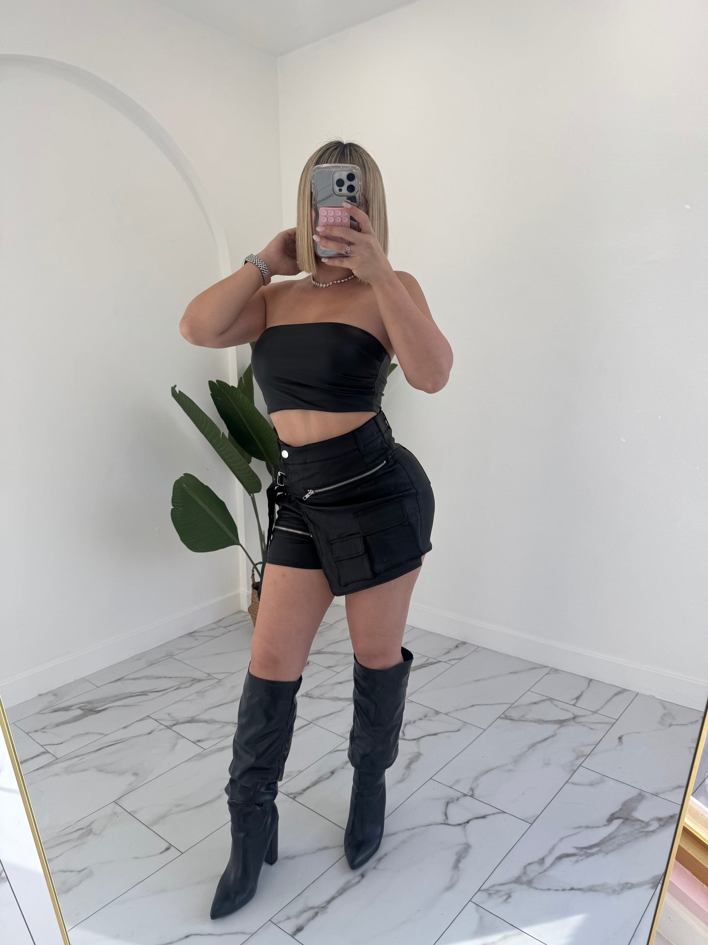 Strapless Leather top