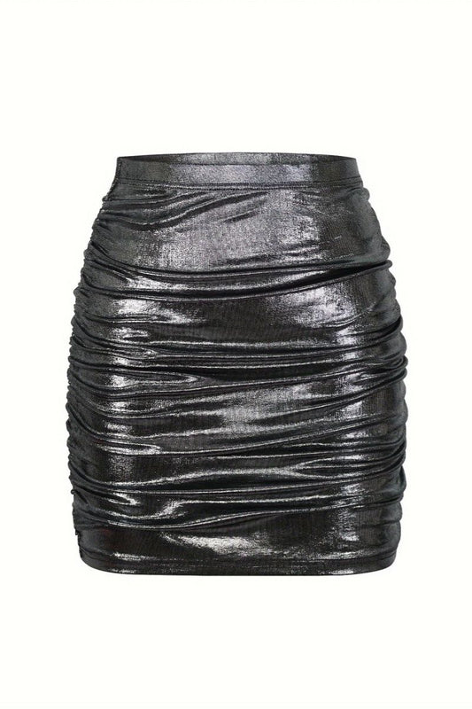 Metallic fruncida skirt