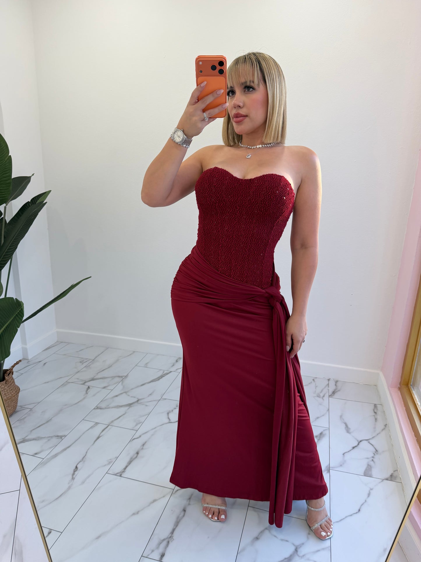 Wine maxi dress