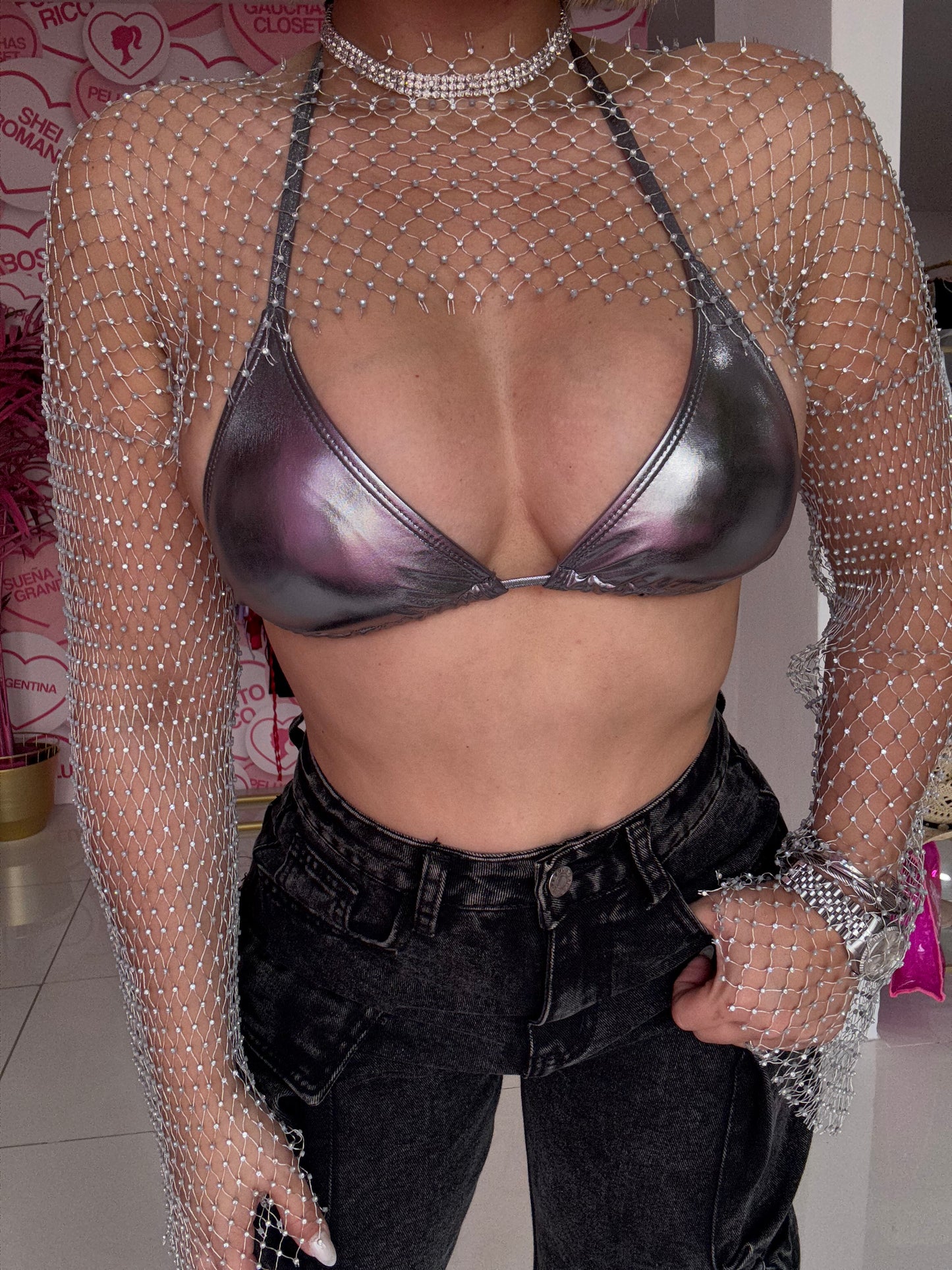 Leather Triangulito Top