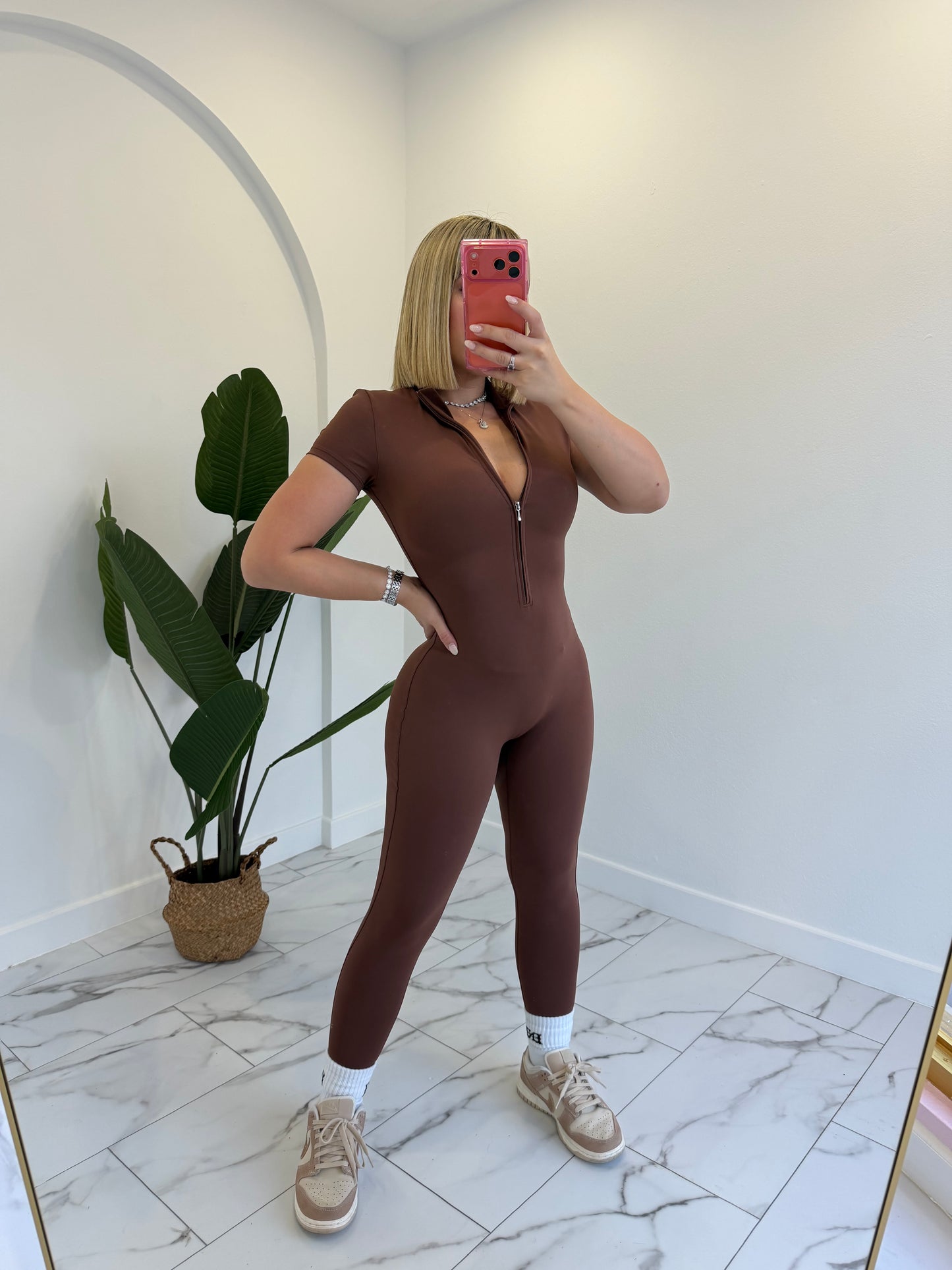 Jumpsuit Tshirt Style Zipper (Spandex) sport