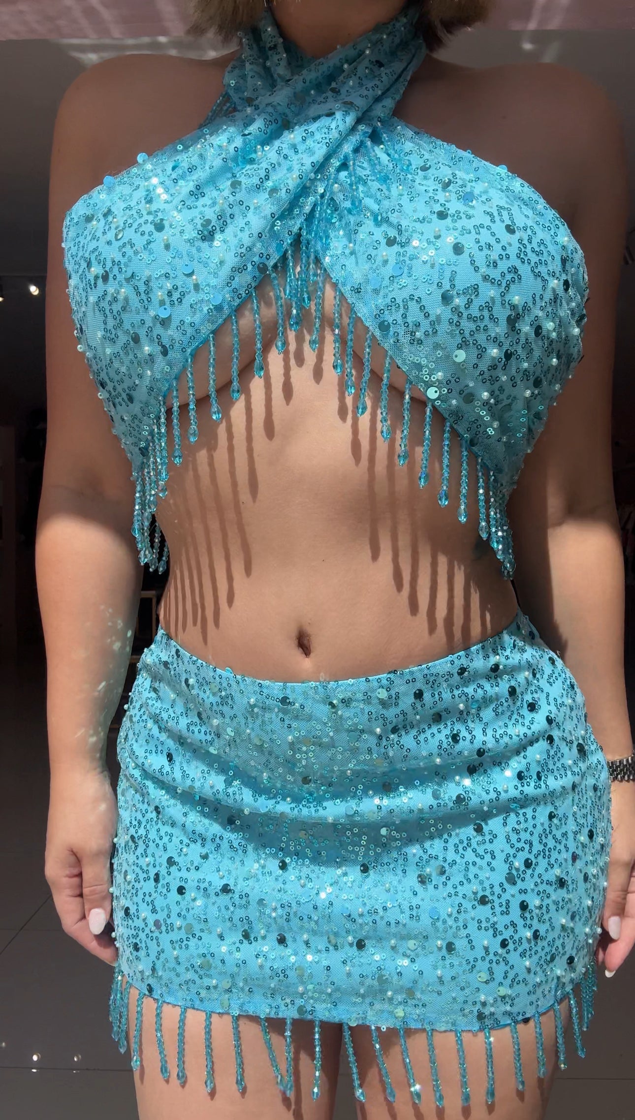 Turquesa sequins cross set