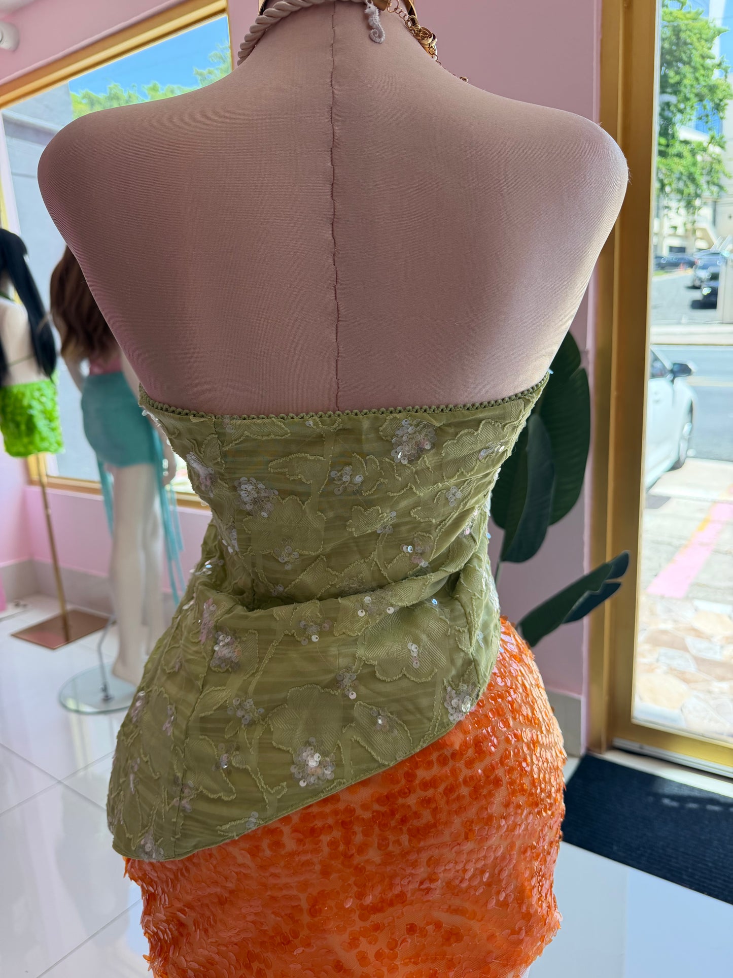 Green strapless