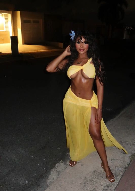 Yellow Mesh Maxi set