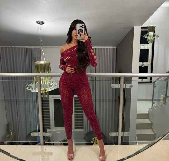 OS Rhinestone Jumpsuit