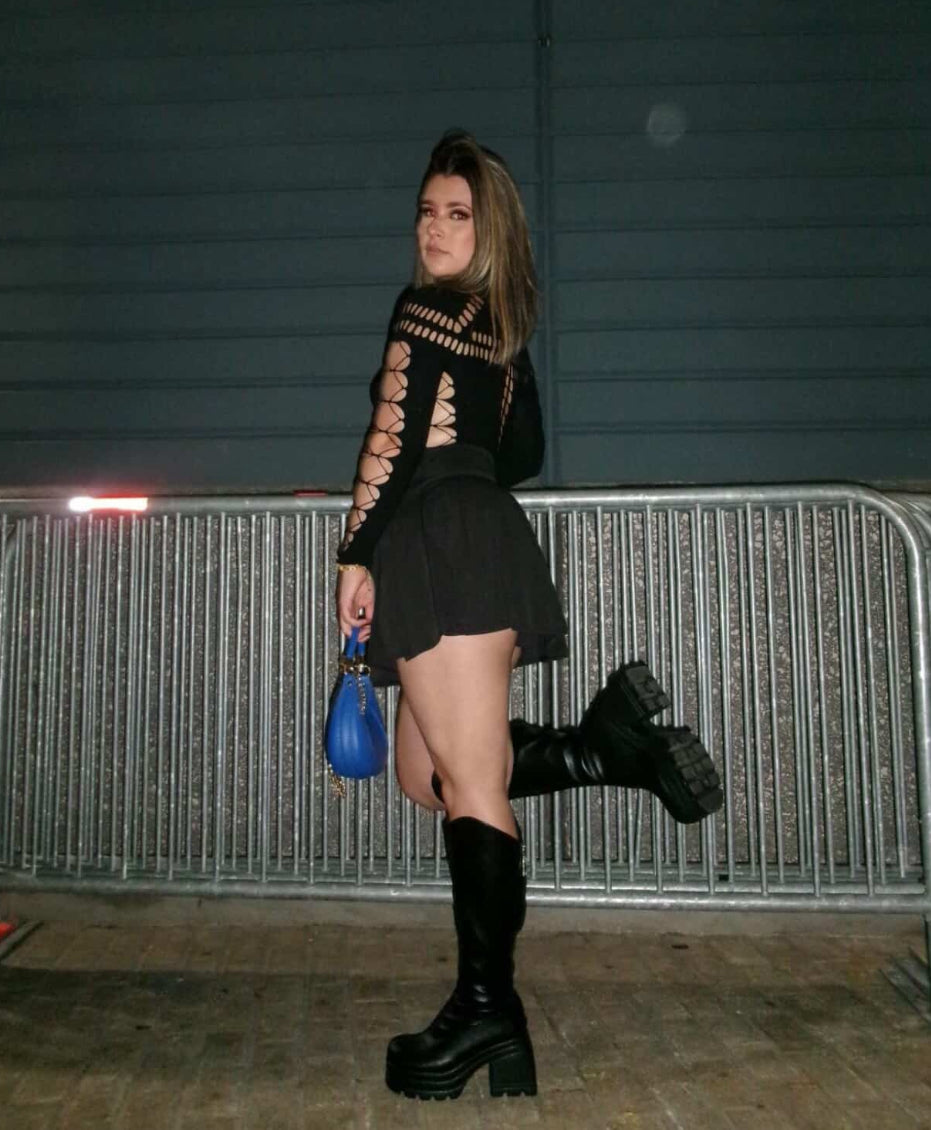 Leather Sock Plataforma Altas botas