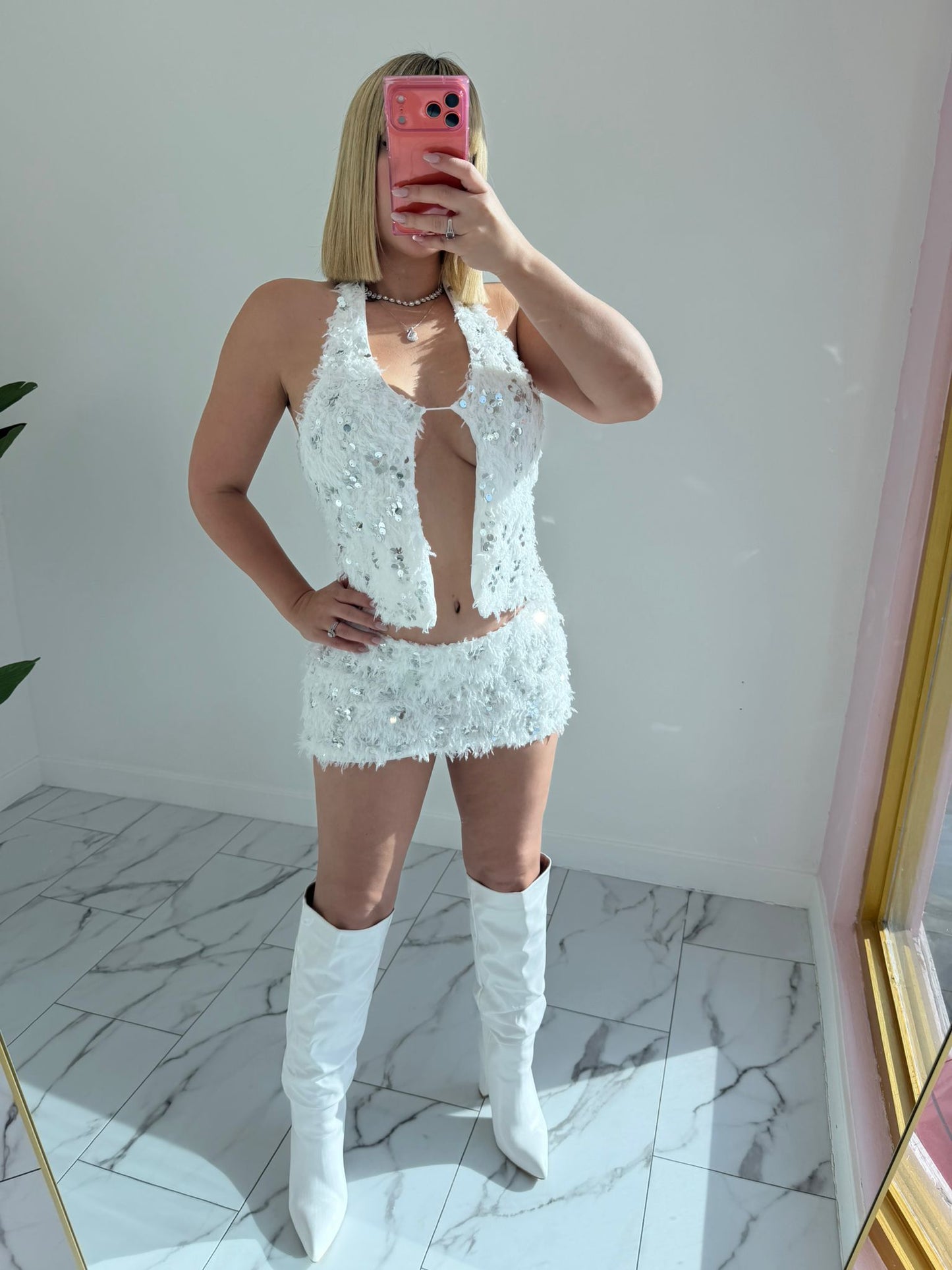 Plumas white set