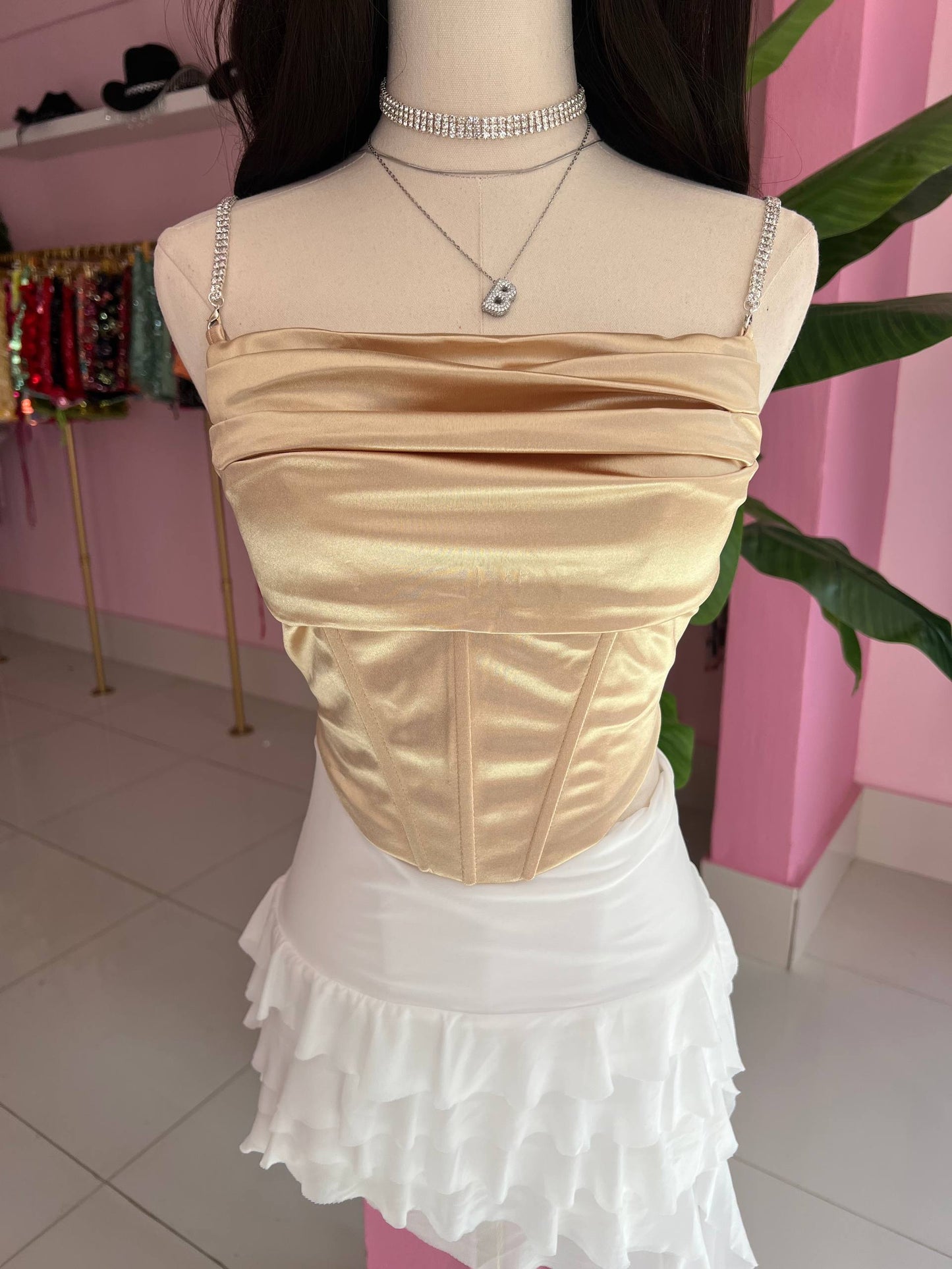 Satin Corset Rhineston