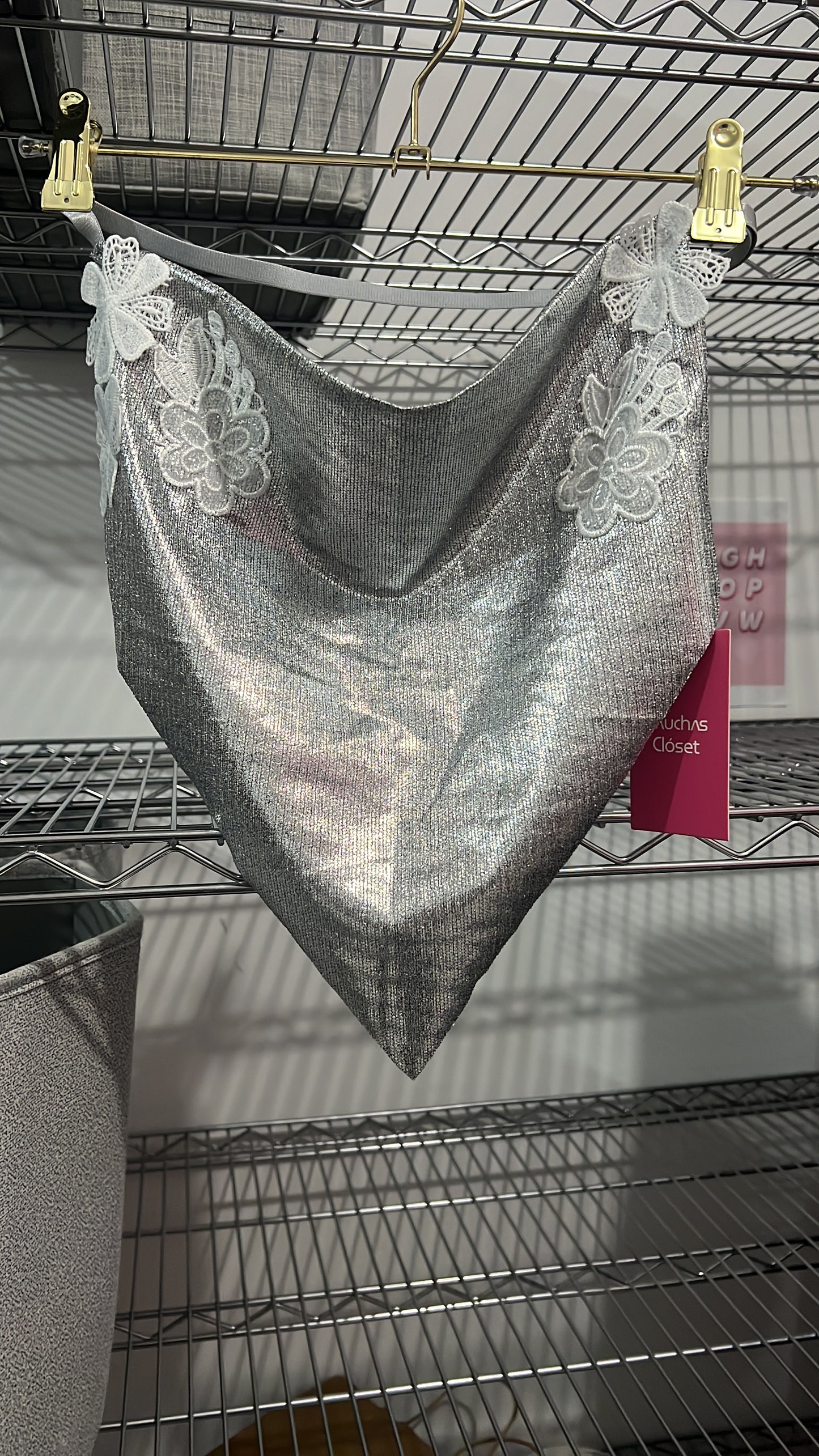 Silver halter top