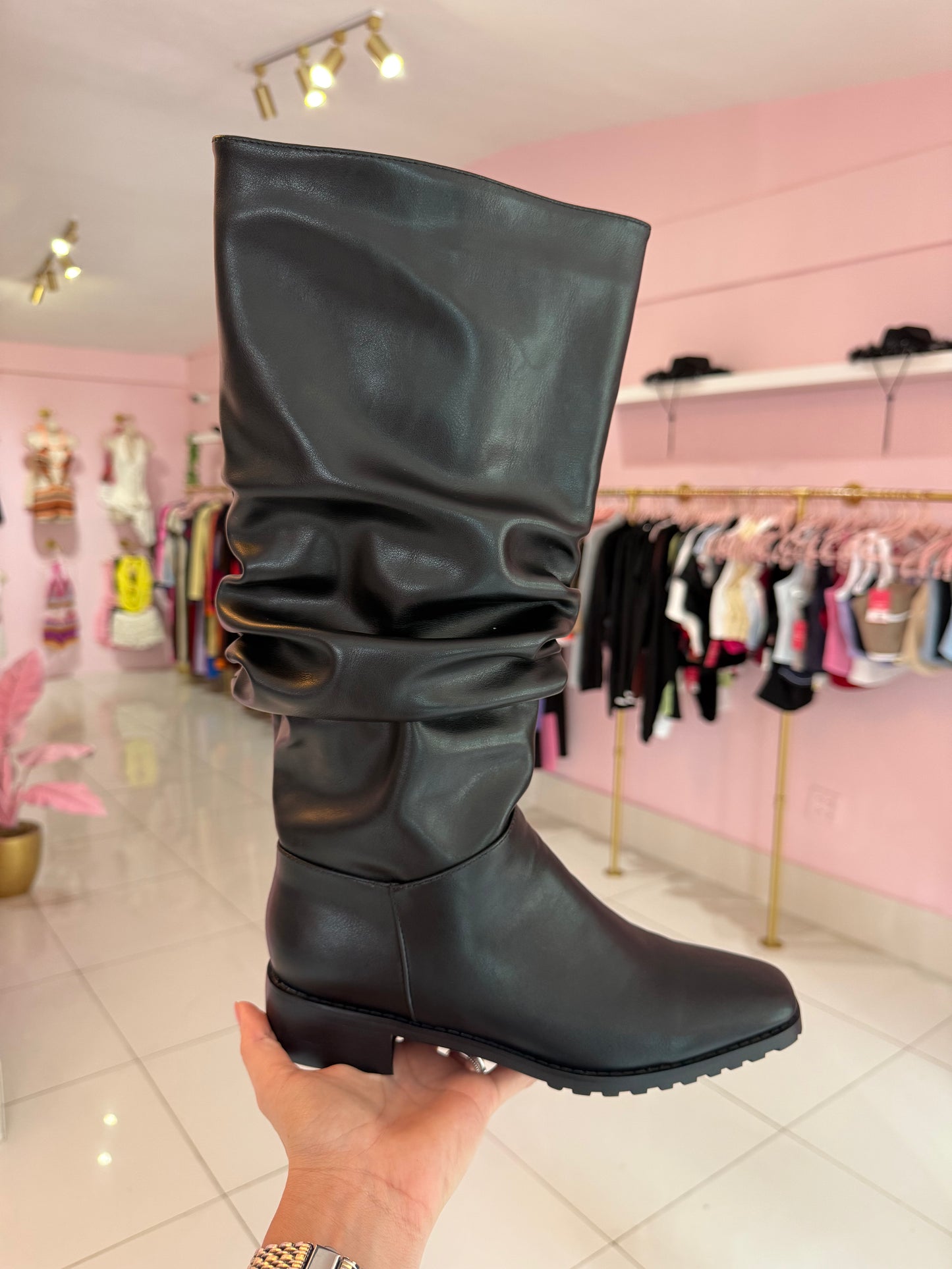 Flats leather botas