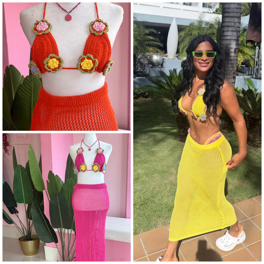 Flower Crochet Maxi set