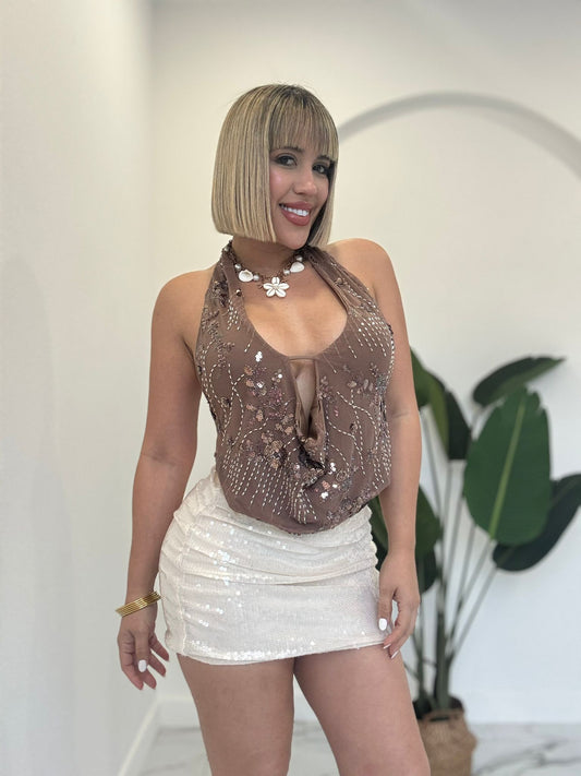 Mini sequins crema