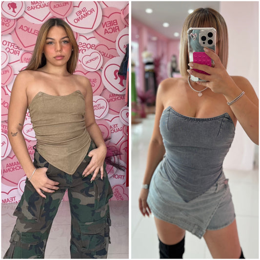 V Denim Corset