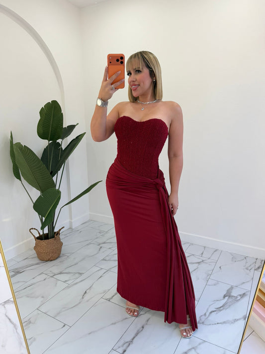 Wine maxi dress