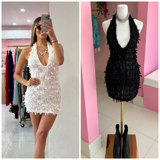 Fringes halter dress