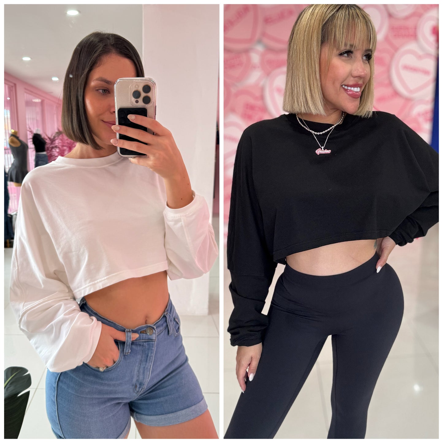 Crop top sport manga larga