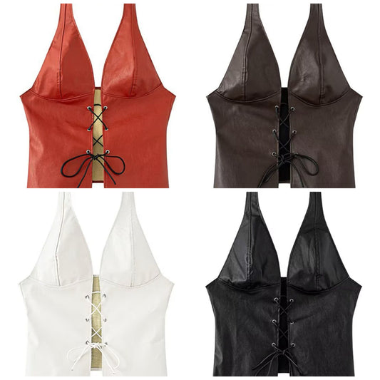 Halter leather top