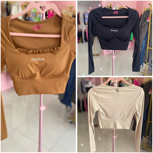 Ruffles Manga Larga Sport Top