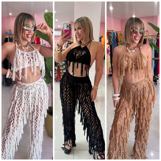Crochet Flecos Pant set