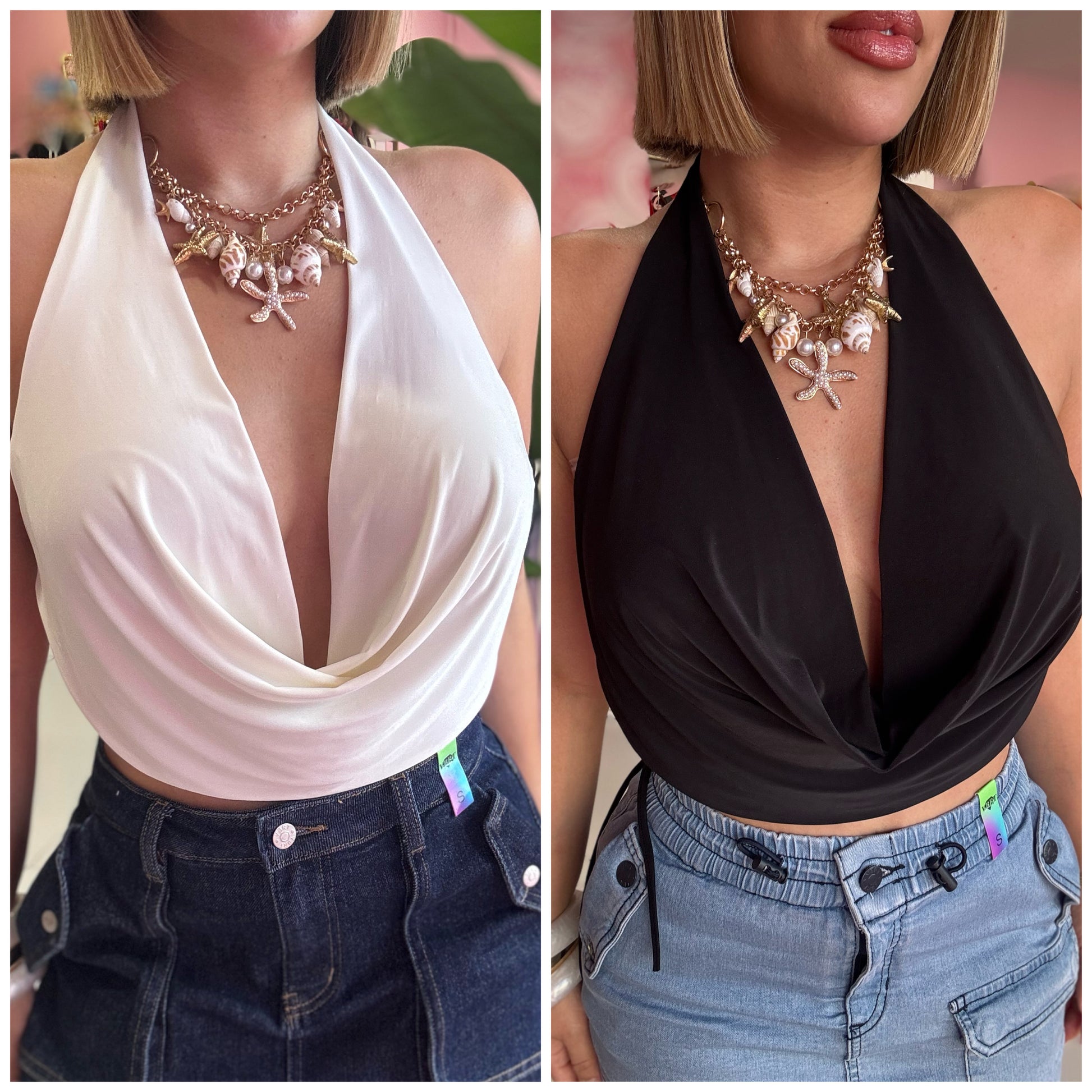 Halter escote top