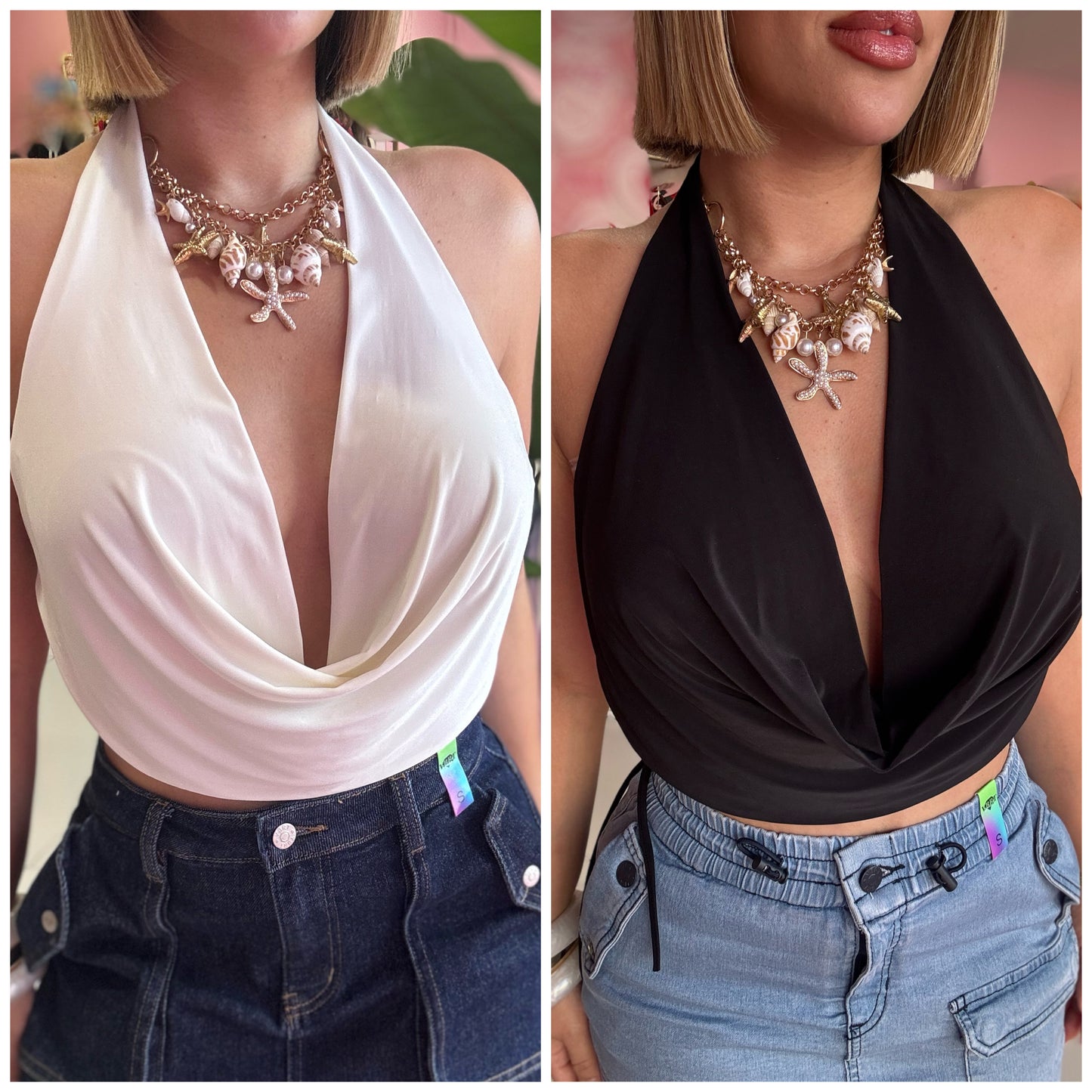 Halter escote top