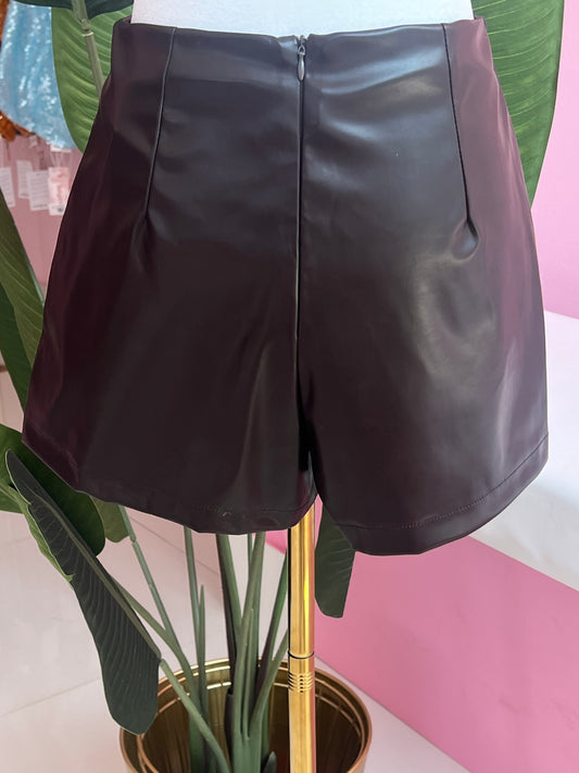 Brown leather skort
