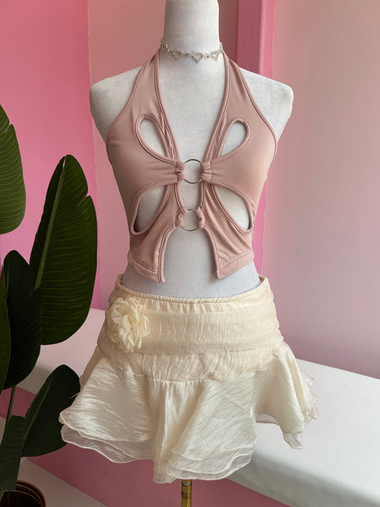 Flower beige skort