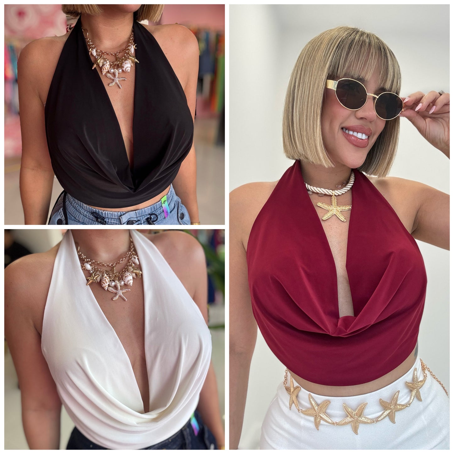 Halter escote top