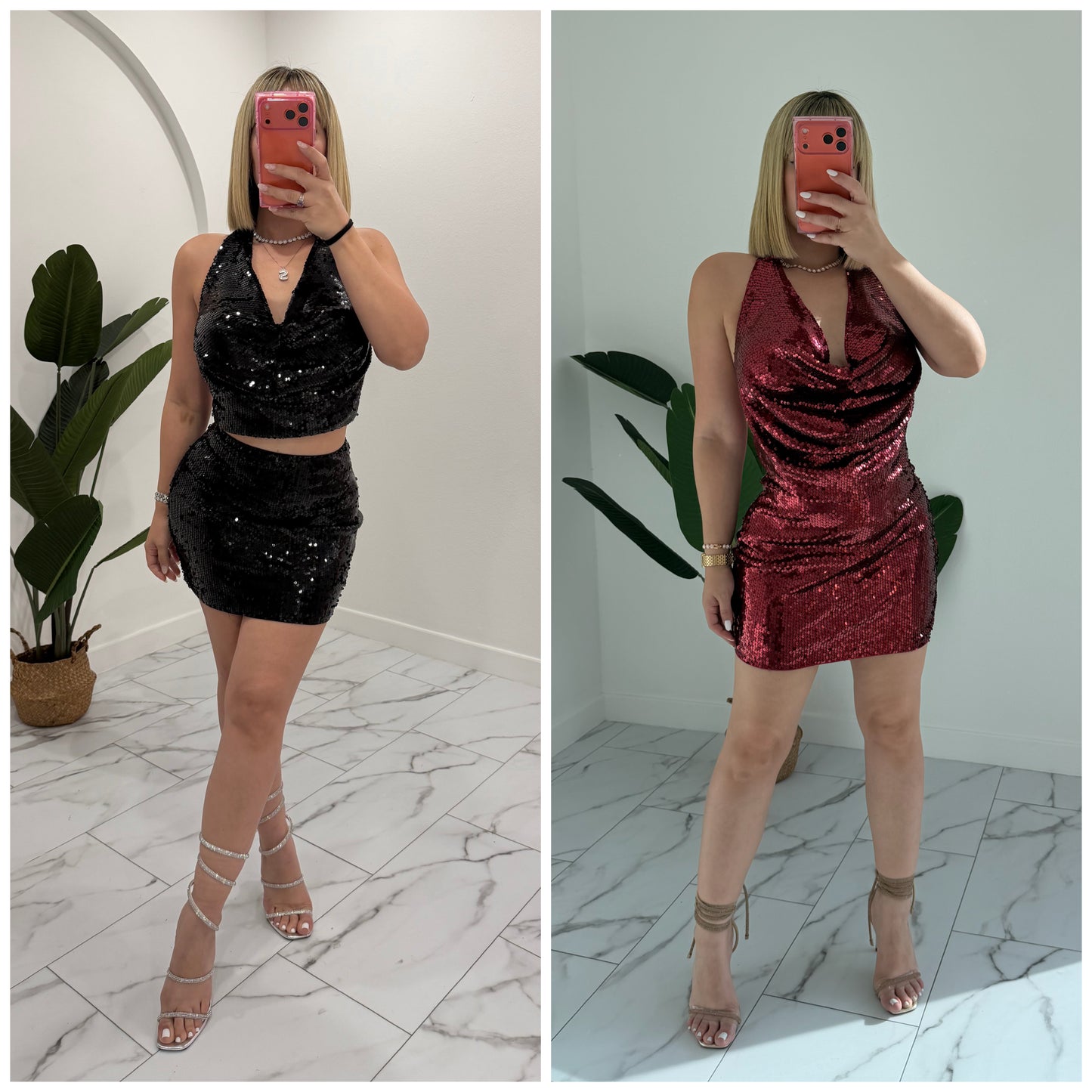 Sequins halter set