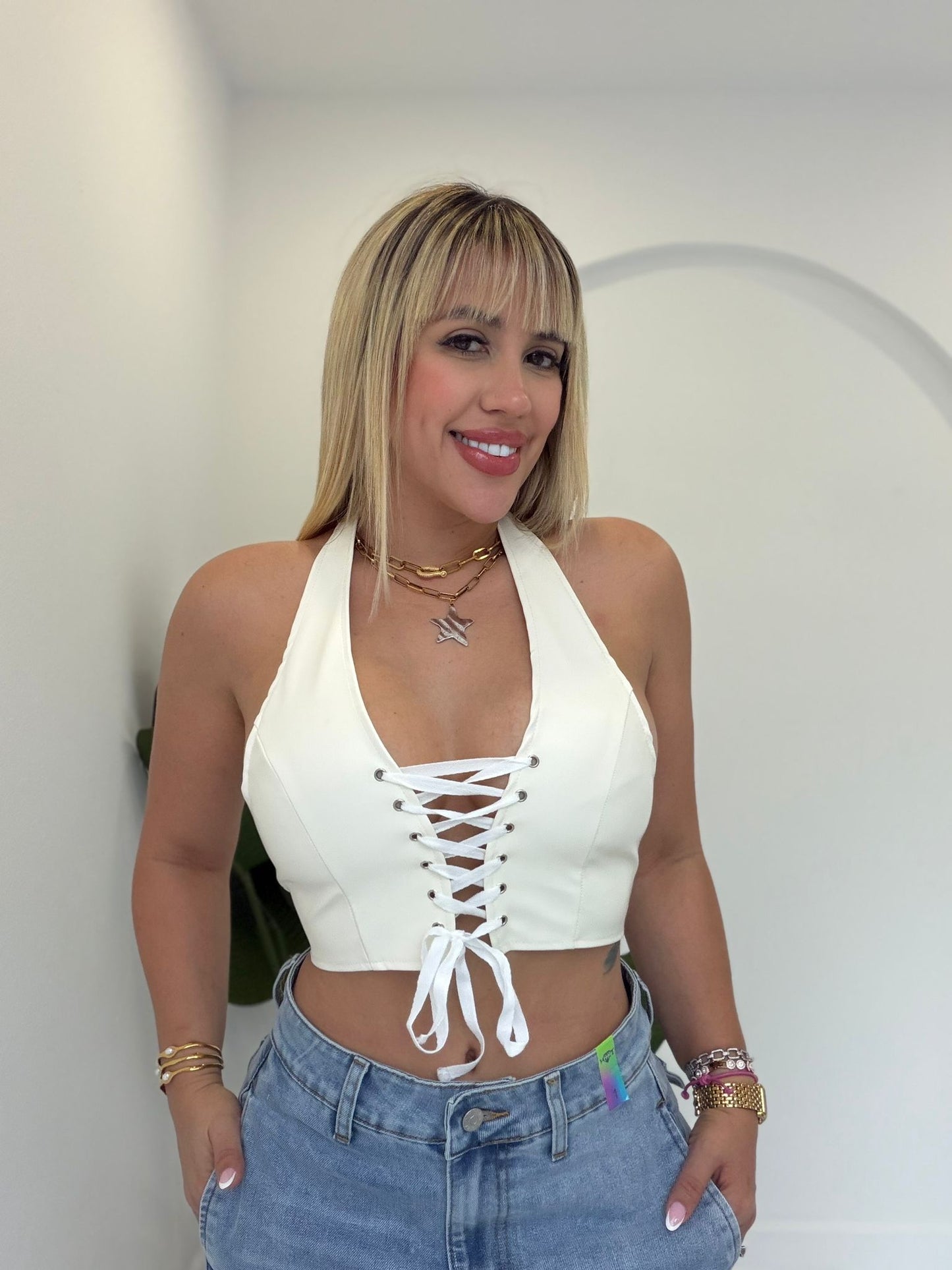 Halter cordones top